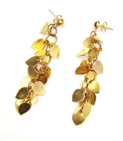 Brass Heart Cluster Earrings