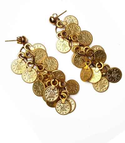 Brass Medalion Link Earrings