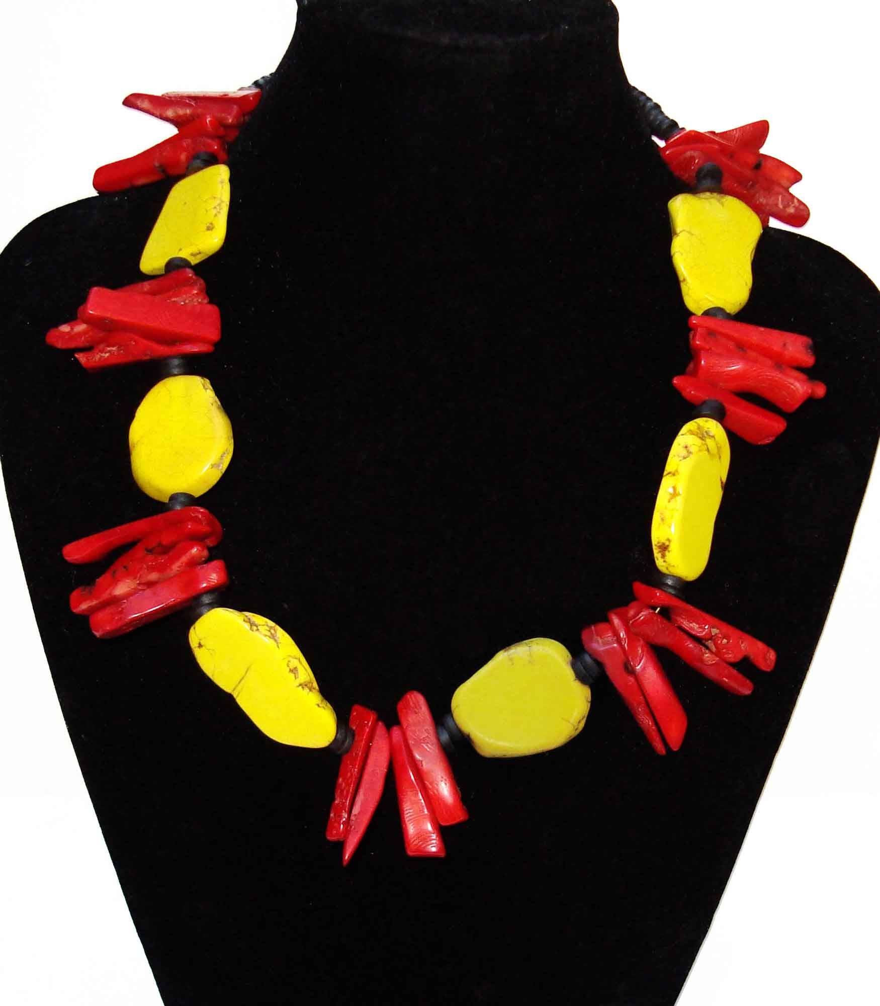 Chunky Dyed Ocean Jasper and Coral Spear Necklace